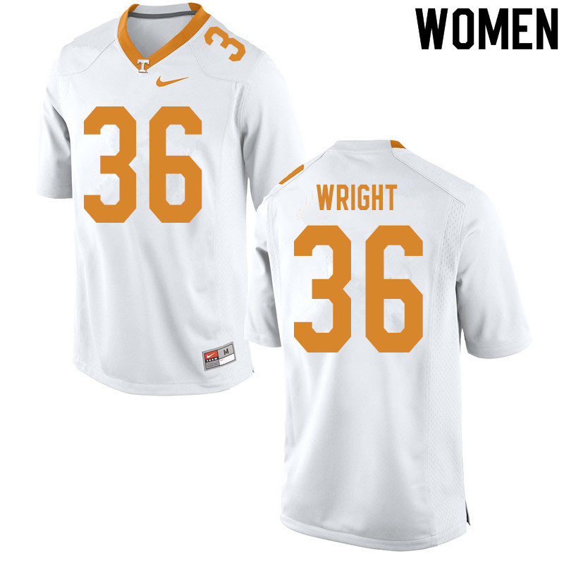 Women #36 William Wright Tennessee Volunteers College Football Jerseys Sale-White